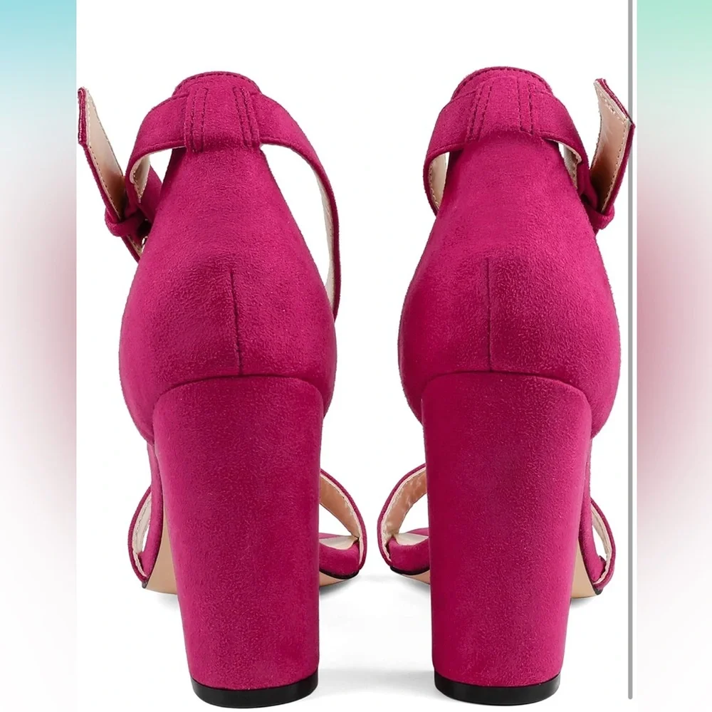 NWT JOY IN LOVE 3.5" Chunky Block Heels, Ankle Strap - Picture 5 of 7